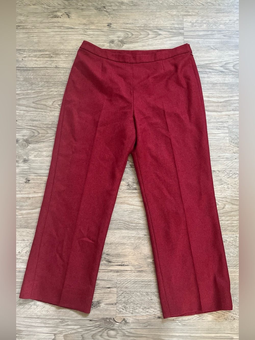 Le Suit Women 16 Dress Pants Burgundy Red Tweed Textured Lined Straight Leg